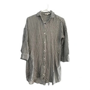 Madewell Black and White Stripe Button Down Long Sleeve Shirt Dress Tunic